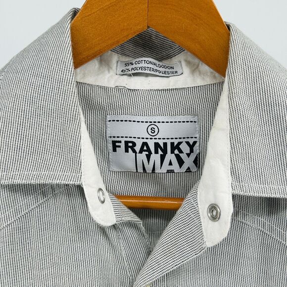 Y2K Franky Max Cotton Grey Utility Stitch Button Down Workwear Shirt - Picture 6 of 7